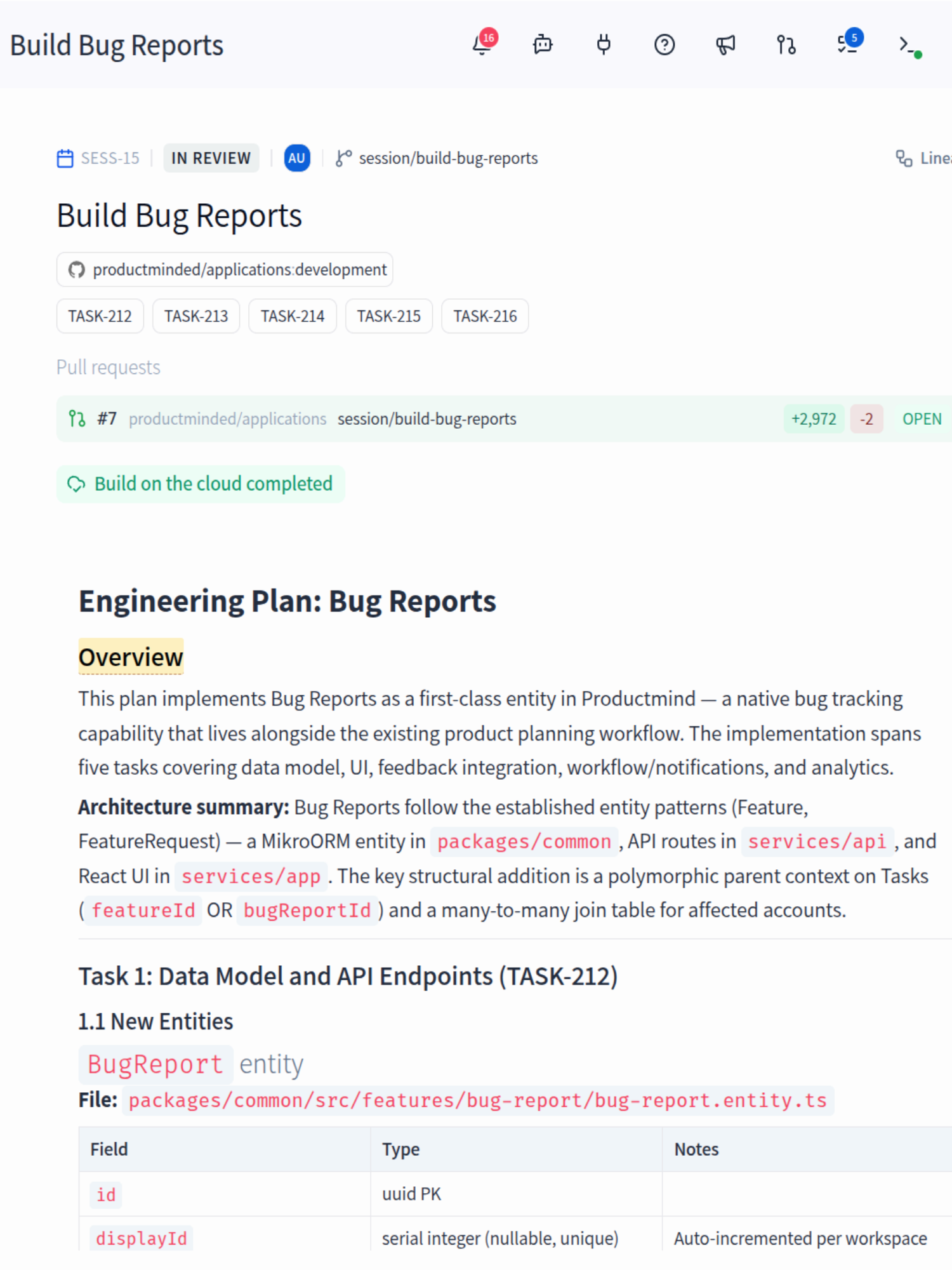 Coding agents connected to the Productmind workspace via MCP